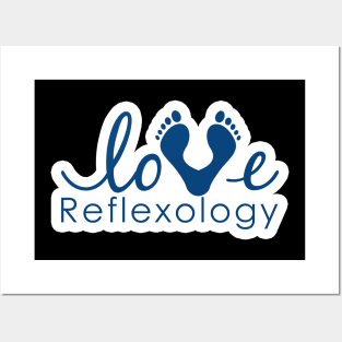 Love Reflexology - (white outline) blue font Posters and Art